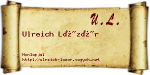 Ulreich Lázár névjegykártya